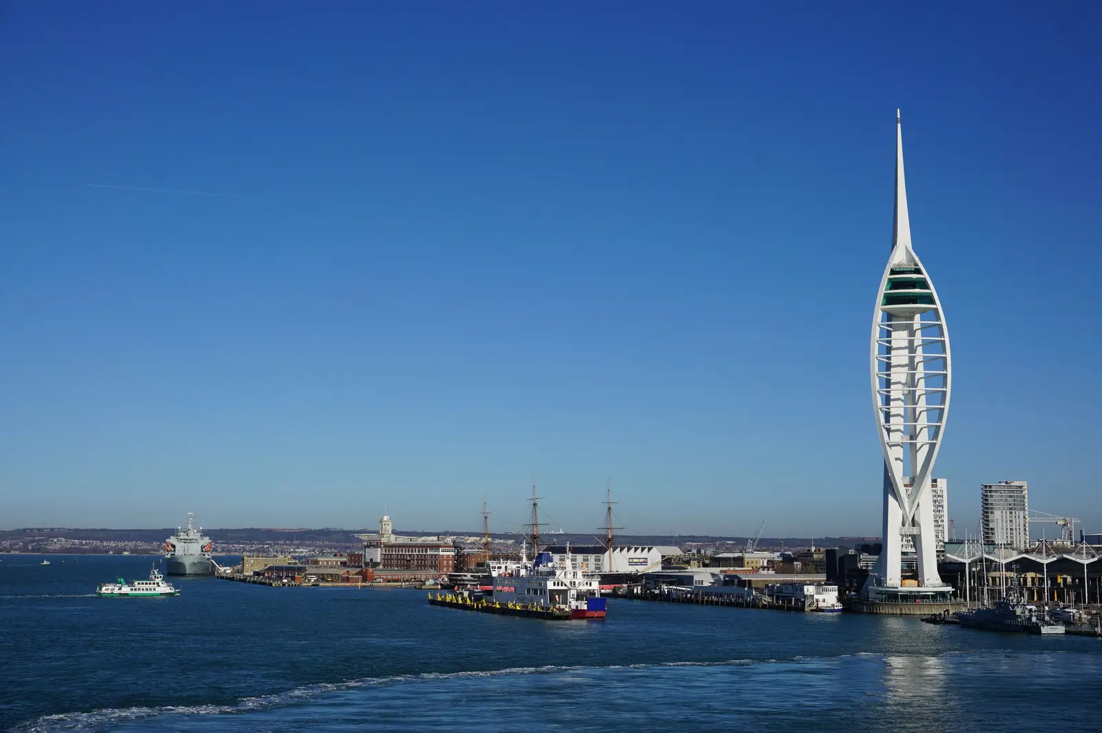 Portsmouth waterfront and the Spinnaker Tower seen across the Solent